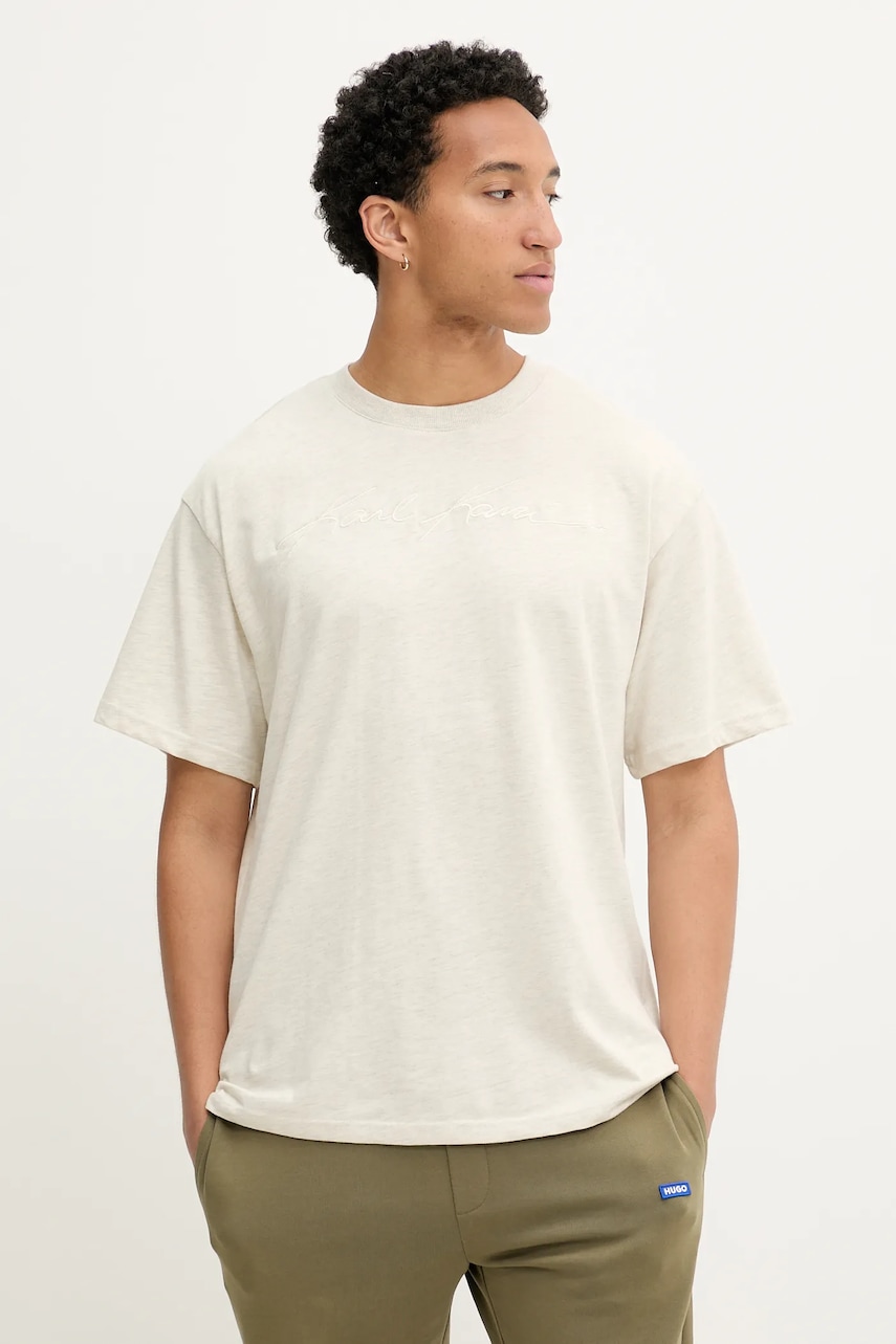 Tričko Karl Kani pánské, béžová barva, PD00005762