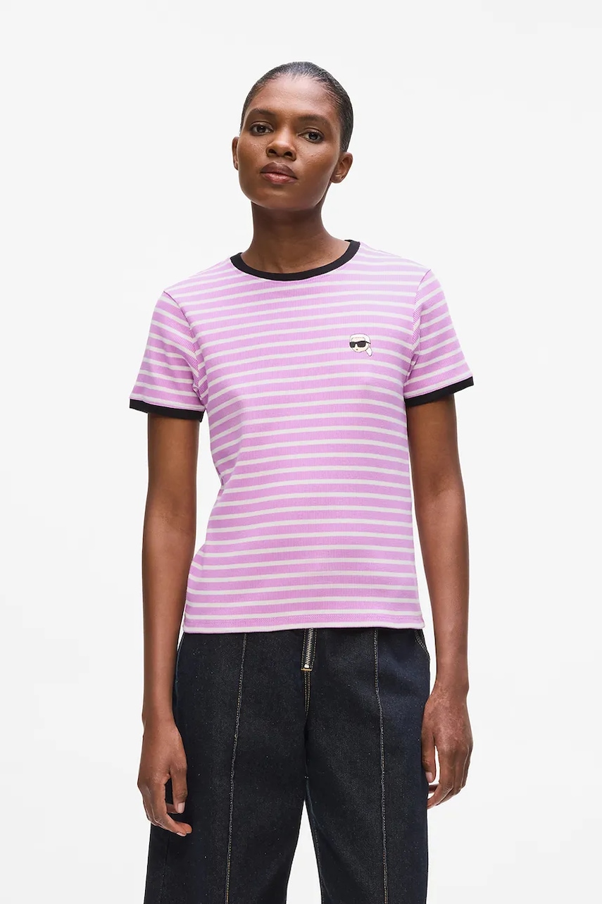 Tričko Karl Lagerfeld IKON dámské, fialová barva, A4W17060