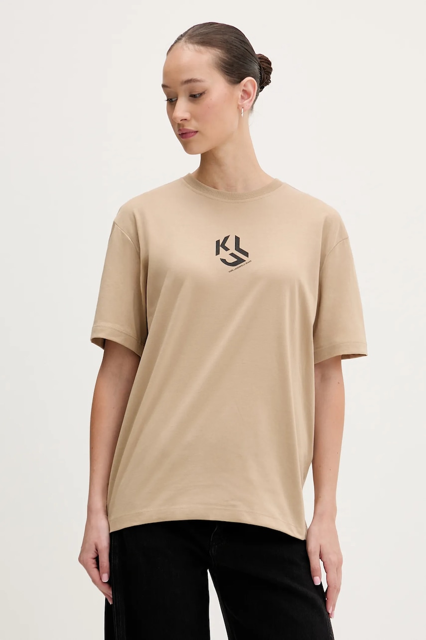 Tričko Karl Lagerfeld Jeans dámské, béžová barva, B1W17086