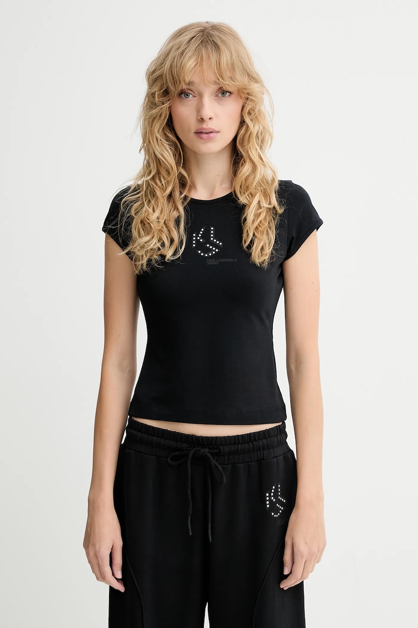Tričko Karl Lagerfeld Jeans dámské, černá barva, A4W17018