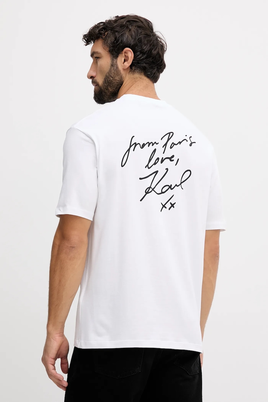 Tričko Karl Lagerfeld Karl Lagerfeld x Paris Hilton pánské, bílá barva, s potiskem, 554235.755420