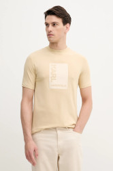 Tričko Karl Lagerfeld pánské, béžová barva, s potiskem, 553235.755038