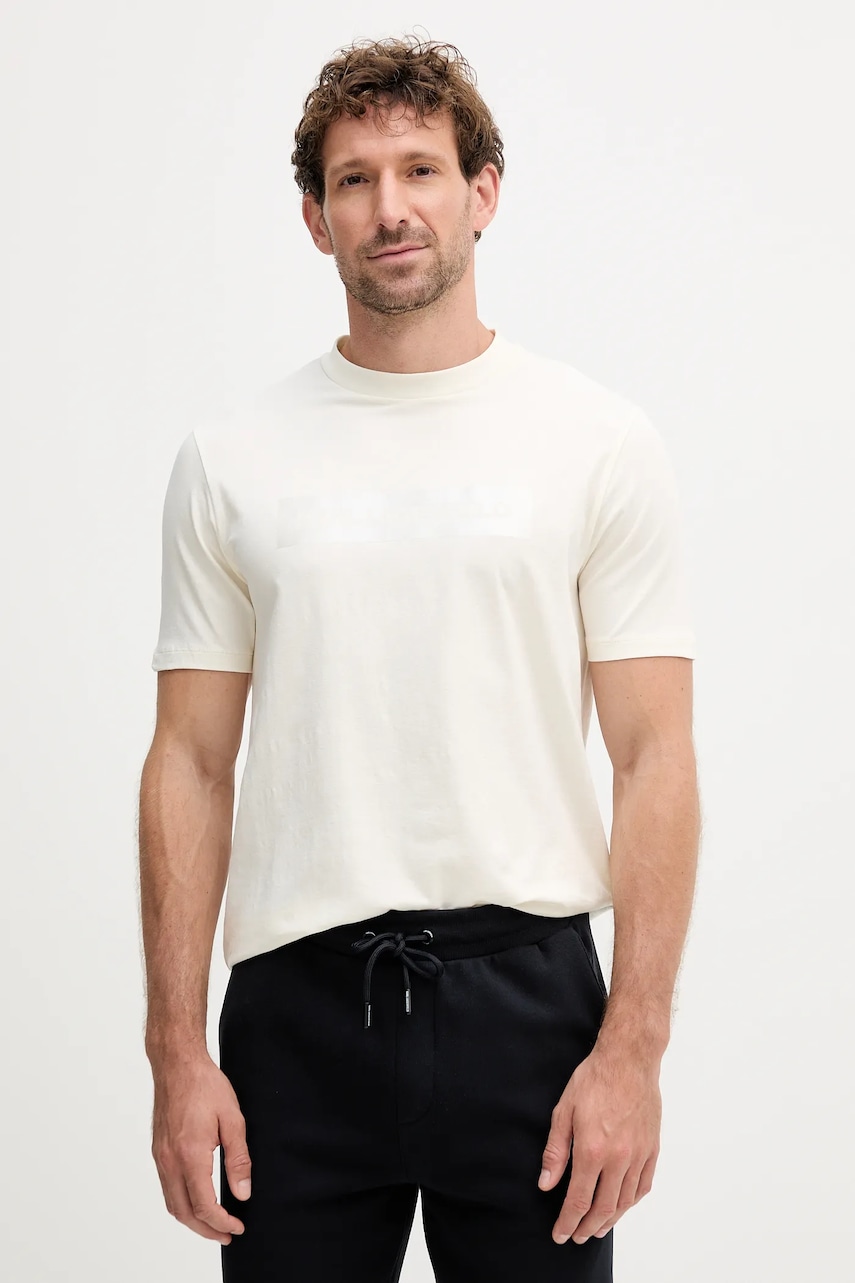 Tričko Karl Lagerfeld pánské, béžová barva, s potiskem, 554221.755035