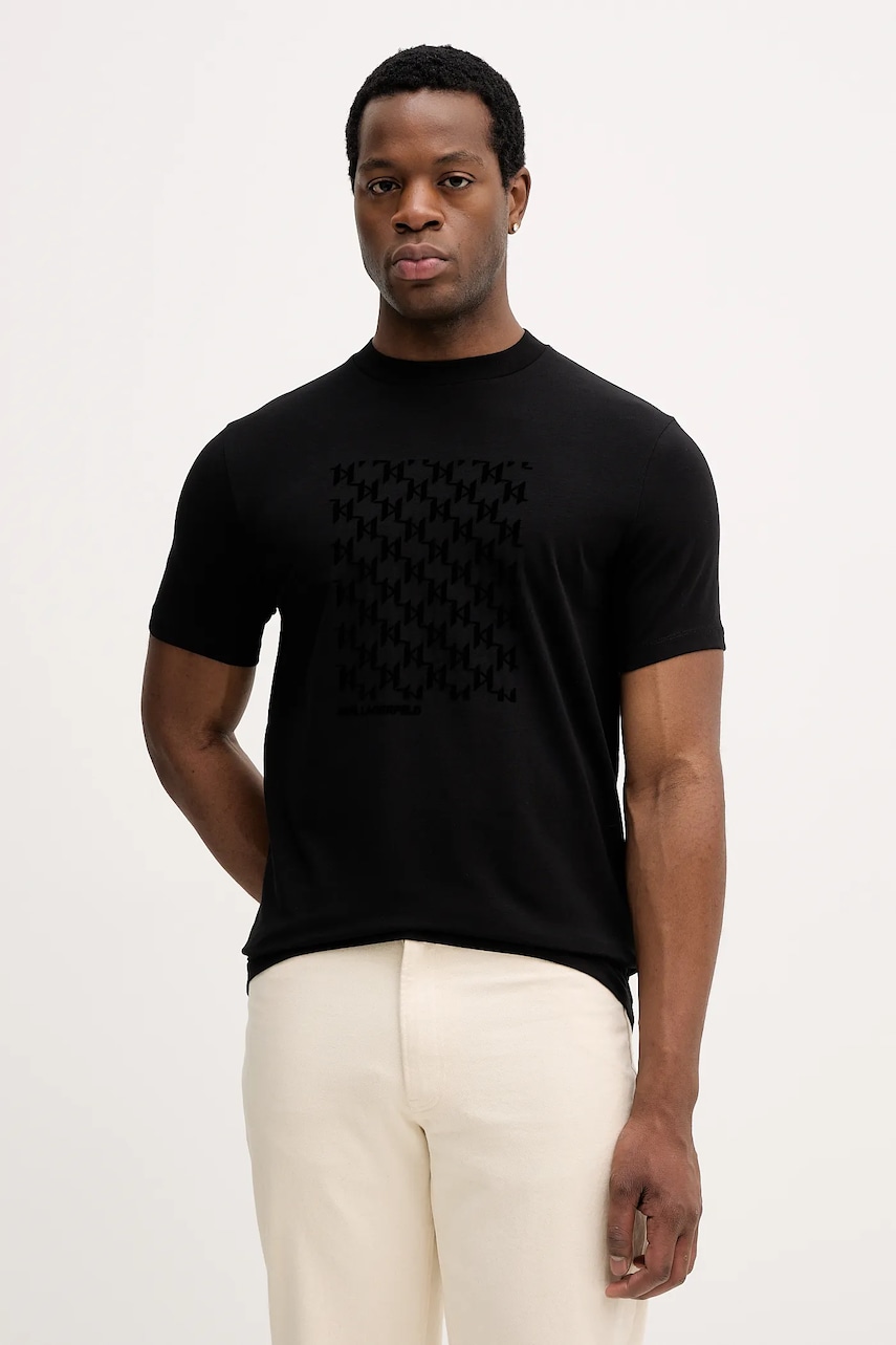 Tričko Karl Lagerfeld pánské, černá barva, s aplikací, 561221.755040