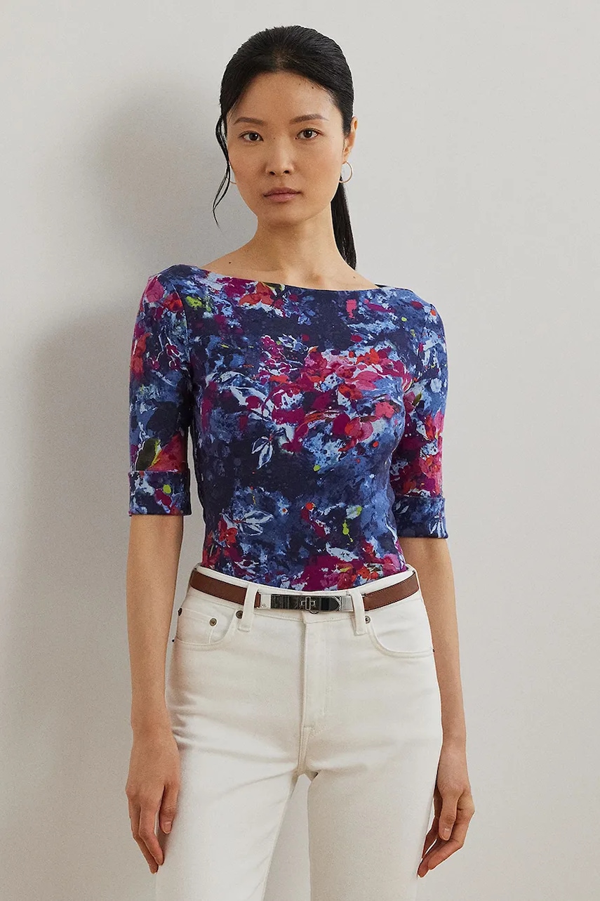 Tričko Lauren Ralph Lauren dámské, tmavomodrá barva, 200971065