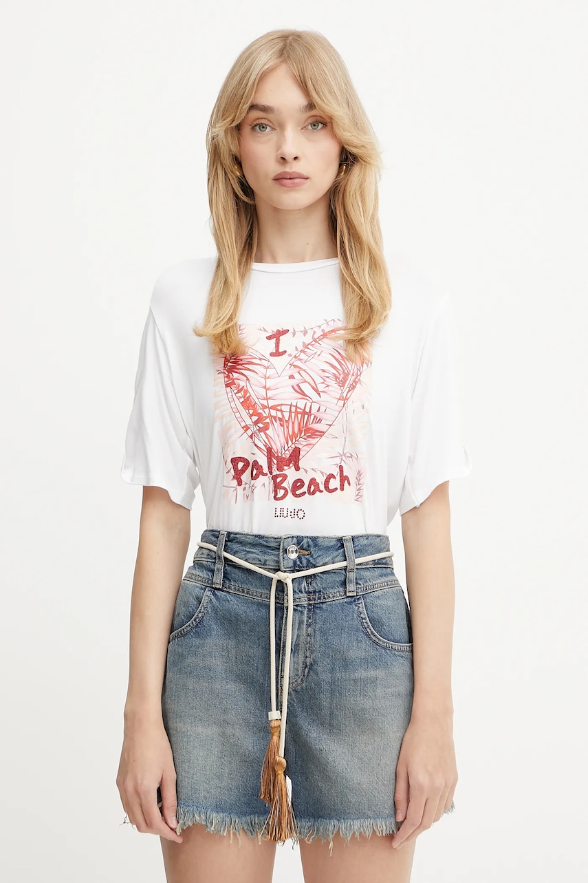 Tričko Liu Jo dámské, bílá barva, VA5155.JS360