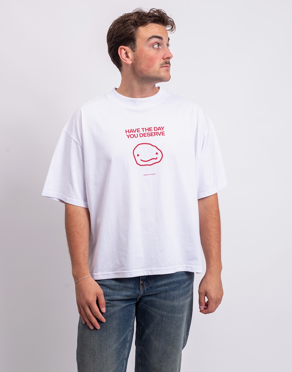 Tričko Monkey Studios Tričko Have The Day You Deserve? white/red