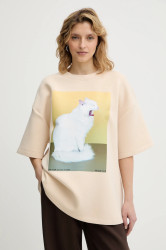 Tričko MUNTHE RAPLOI dámské, béžová barva, 254112525463