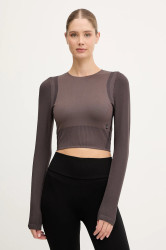 Tričko na jógu s dlouhým rukávem On Studio hnědá barva, 1WF10263573