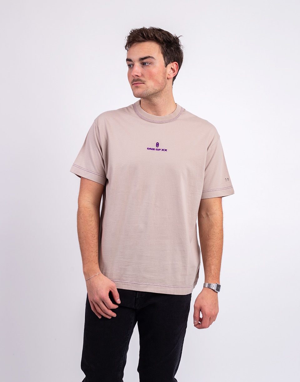 Tričko ONE OF XX Cement Purple Embroidered Loose Fit T-shirt Cement Purple