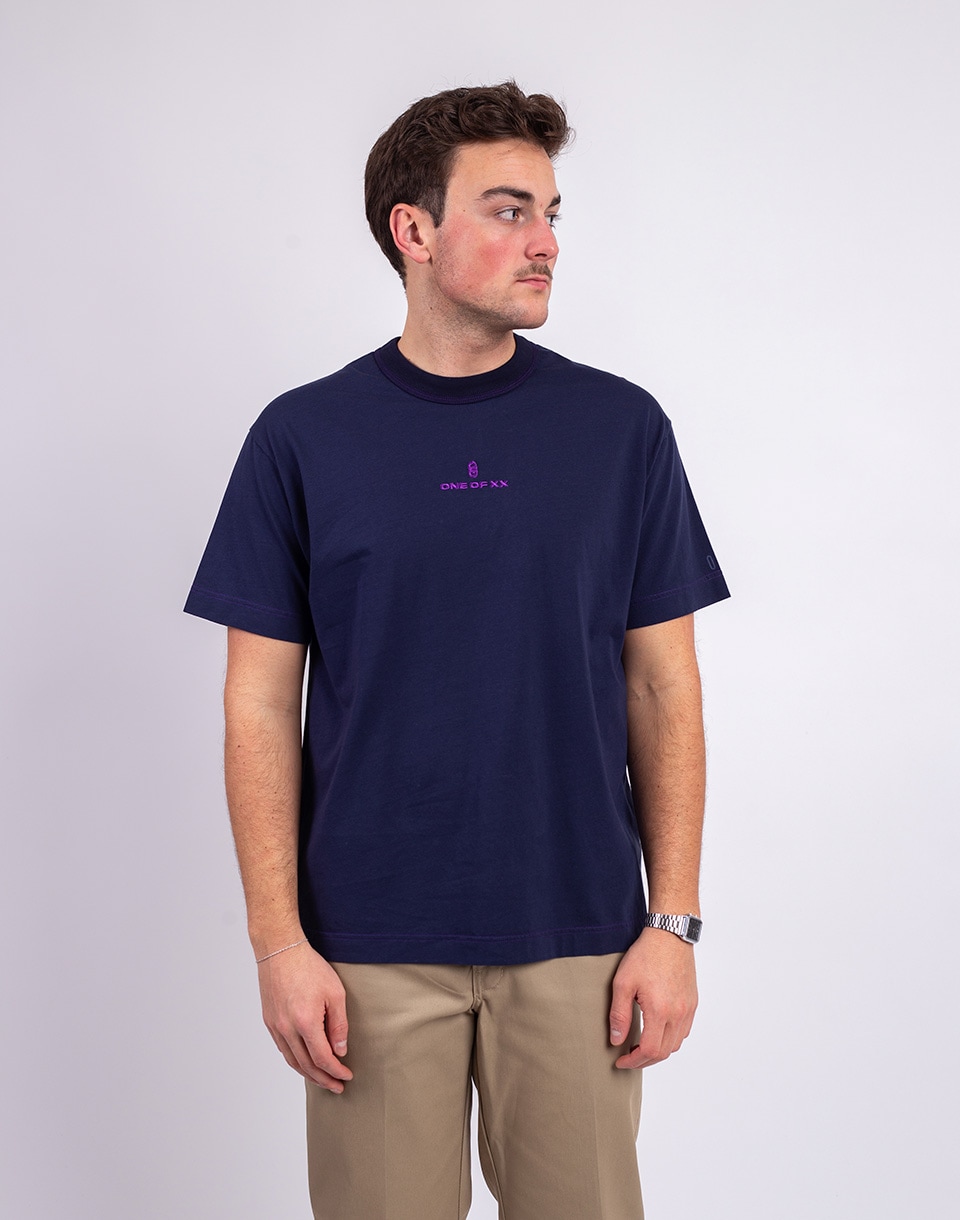 Tričko ONE OF XX Midnight Purple Embroidered Loose Fit T-shirt Midnight Purple