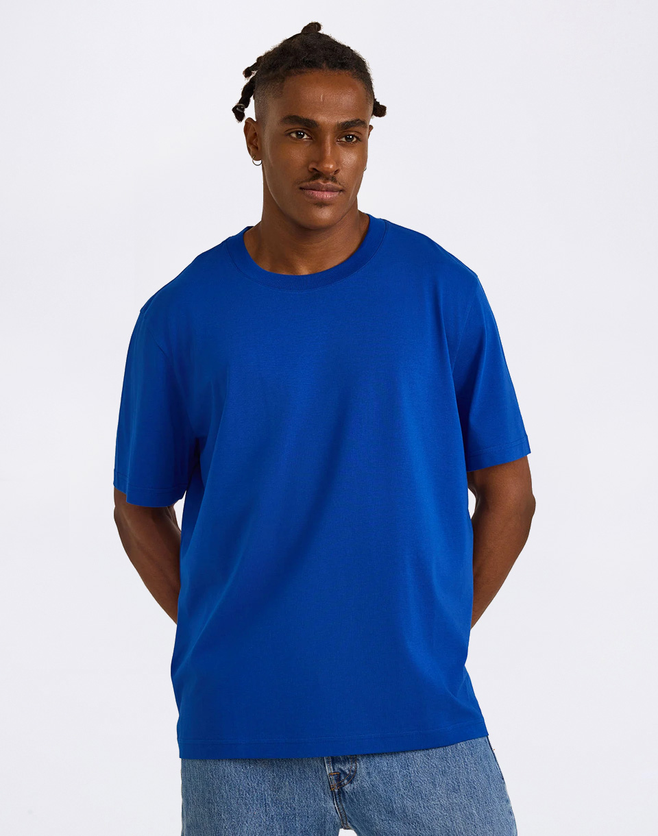 Tričko Organic Basics True Heavy Boxy Fit Tee Vibrant Blue