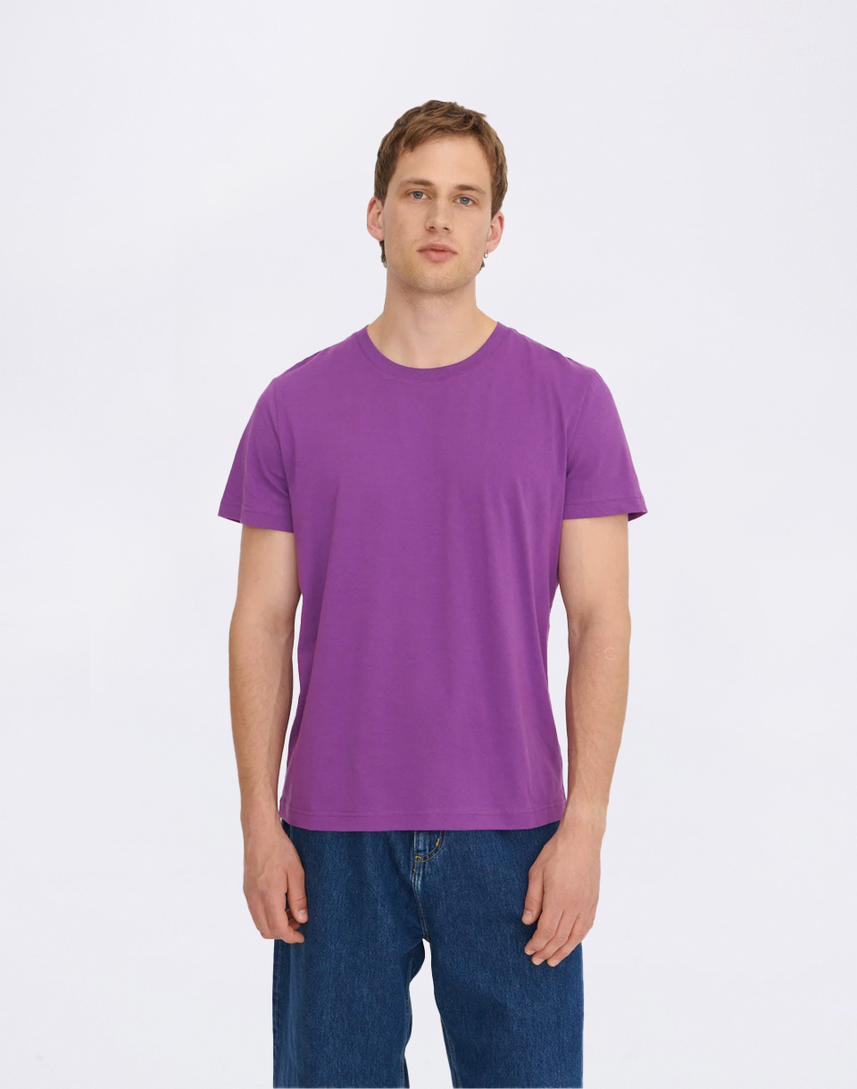 Tričko Organic Basics True Regular Fit Tee Aubergine