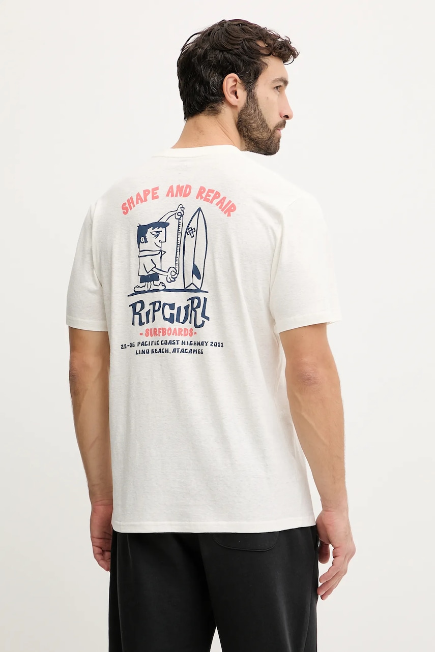 Tričko Rip Curl SHAPER ADDRESS pánské, béžová barva, 0VVMTE