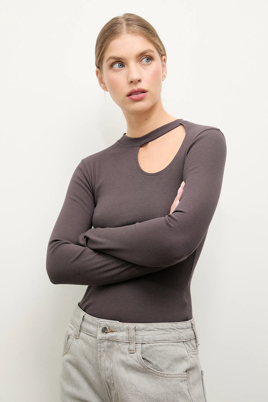 Tričko s dlouhým rukávem Answear.LAB hnědá barva