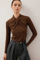 Tričko s dlouhým rukávem Bizuu PINOWA dámské, hnědá barva, PINOWA BROWN