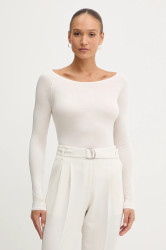 Tričko s dlouhým rukávem BOSS Edupla1 béžová barva, 50553548