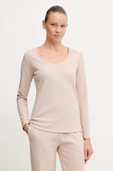 Tričko s dlouhým rukávem BOSS Waffle_LS-Shirt CN béžová barva, 50550316