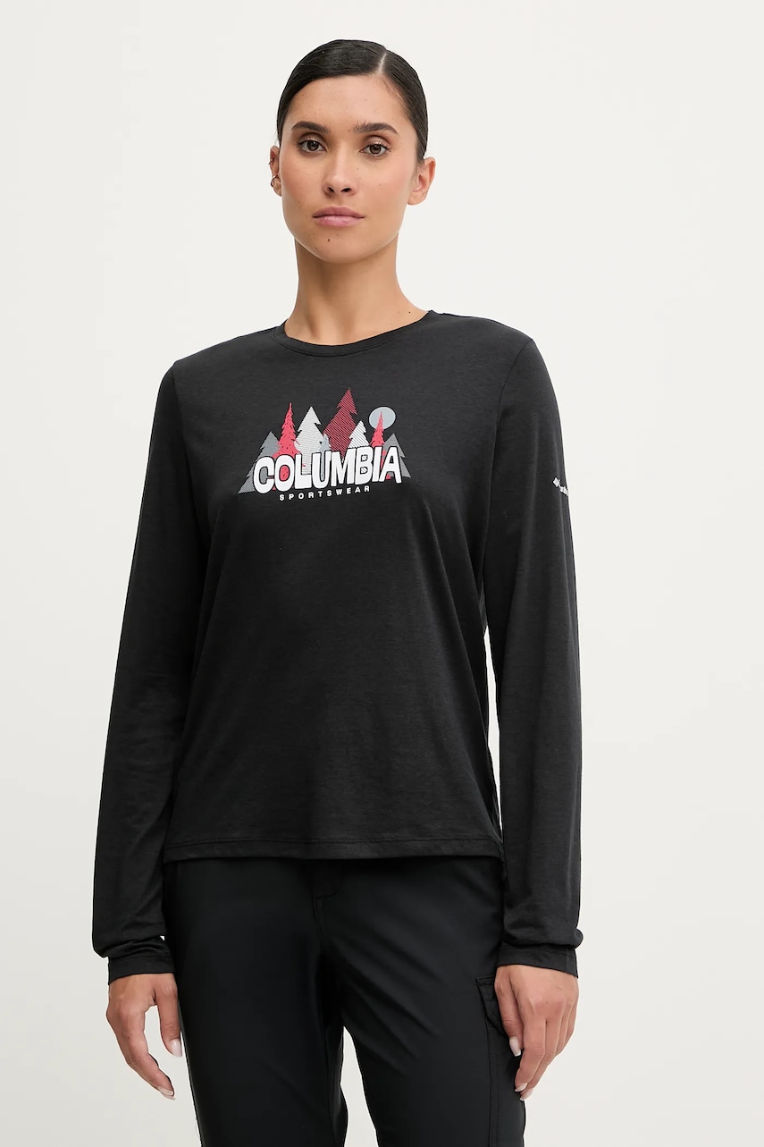 Tričko s dlouhým rukávem Columbia Ruby Springs černá barva, 2135241