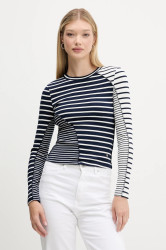 Tričko s dlouhým rukávem Desigual PARIS tmavomodrá barva, 25WWTK48