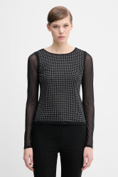 Tričko s dlouhým rukávem Dkny černá barva, DJ5T1581