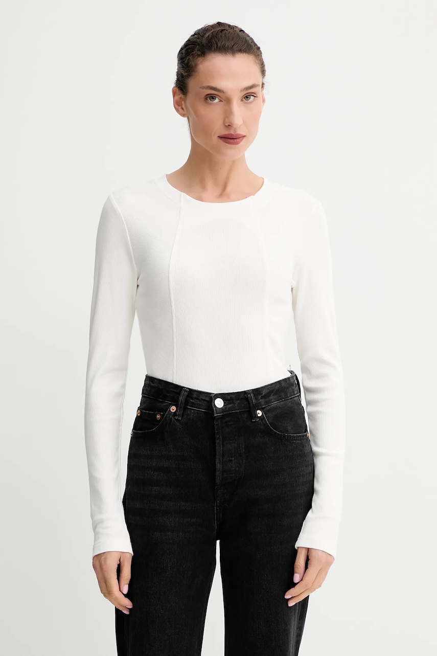 Tričko s dlouhým rukávem G-Star A line slim rib béžová barva, D26903-E136