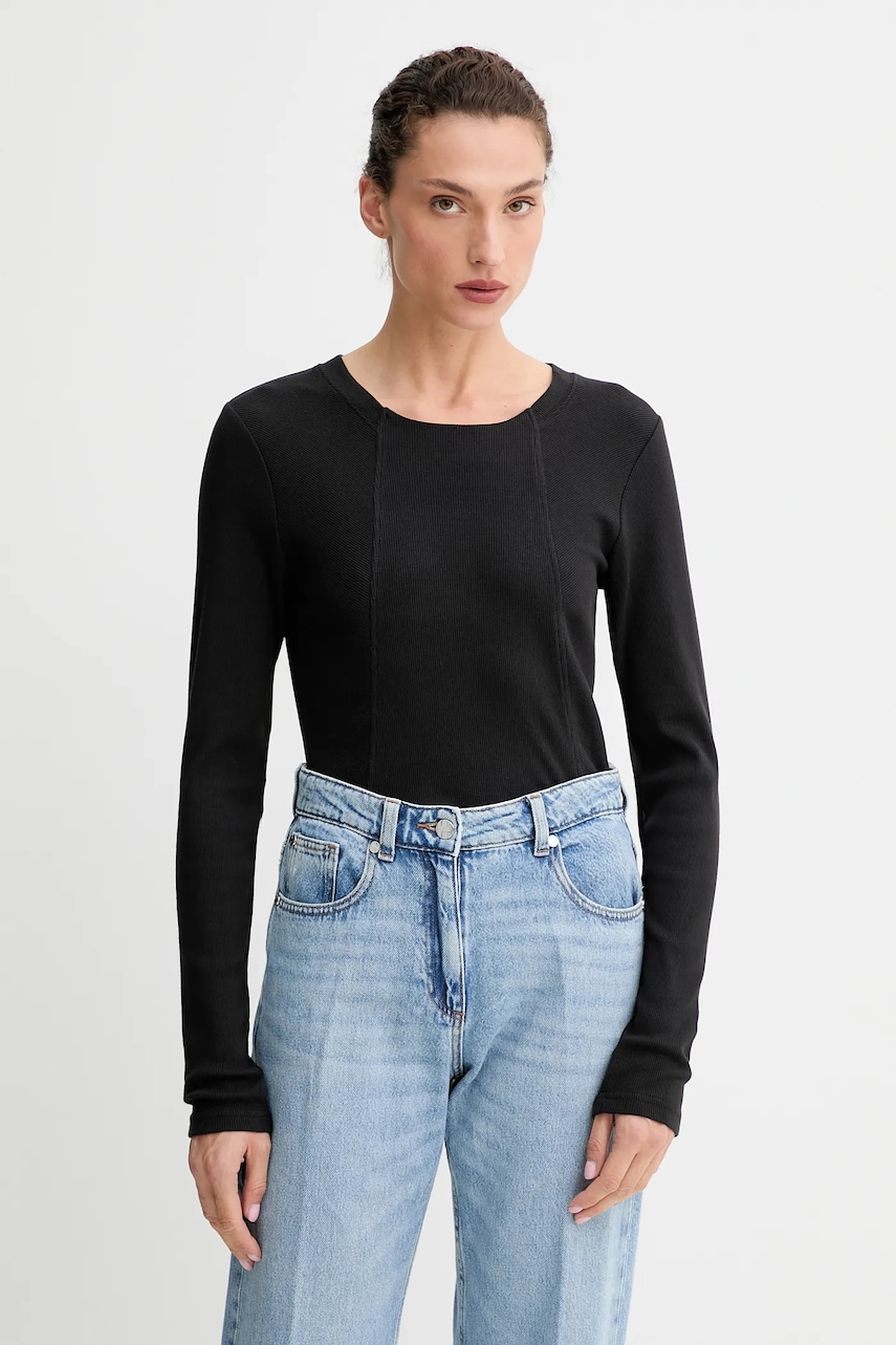 Tričko s dlouhým rukávem G-Star A line slim rib černá barva, D26903-E136