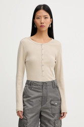 Tričko s dlouhým rukávem G-Star Henley slim béžová barva, D27975-E136