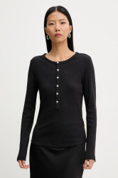 Tričko s dlouhým rukávem G-Star Henley slim černá barva, D27975-E136