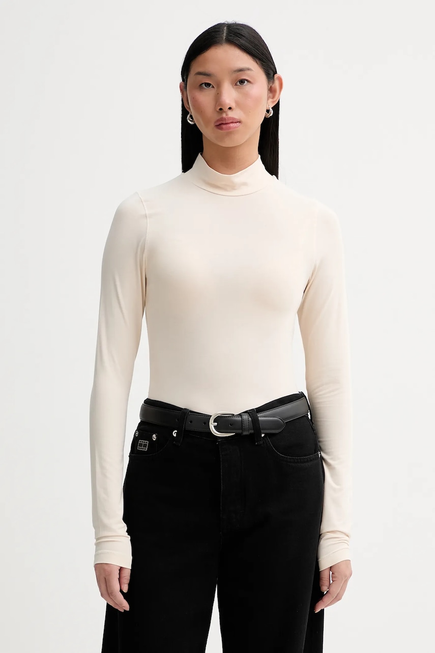 Tričko s dlouhým rukávem G-Star Mock slim béžová barva, s pologolfem, D27968-E299