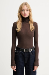 Tričko s dlouhým rukávem Gestuz dámské, hnědá barva, 10910695