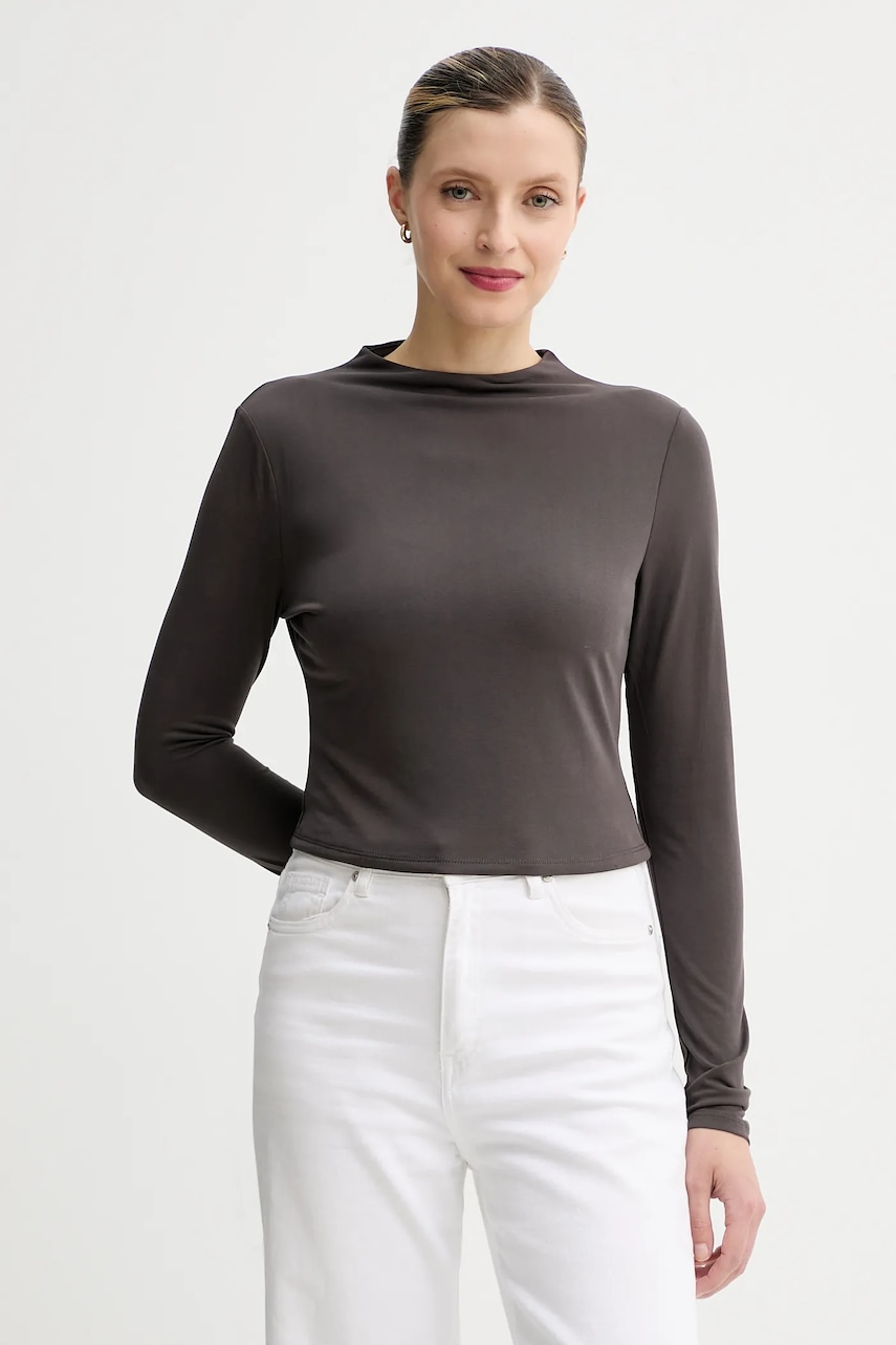 Tričko s dlouhým rukávem Guess ELYANA šedá barva, W5BP28 KCSZ2