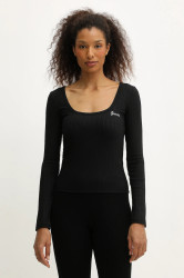 Tričko s dlouhým rukávem Guess FABIA černá barva, V5BP03 K1932
