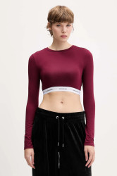 Tričko s dlouhým rukávem Guess Jeans vínová barva, W5BZ09 KBBU1