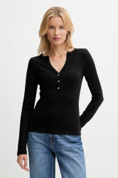Tričko s dlouhým rukávem Guess LENA černá barva, W5YP12 KCTC2