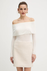 Tričko s dlouhým rukávem Guess MELANIE béžová barva, španělský výstřih, W5BR48 Z0612