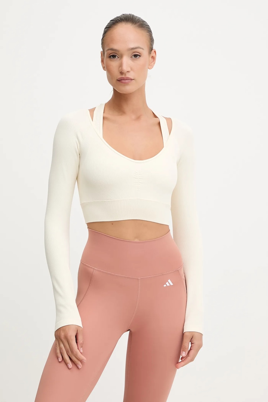 Tričko s dlouhým rukávem Guess PEONY dámské, béžová barva, V5YP06 Z3OA0