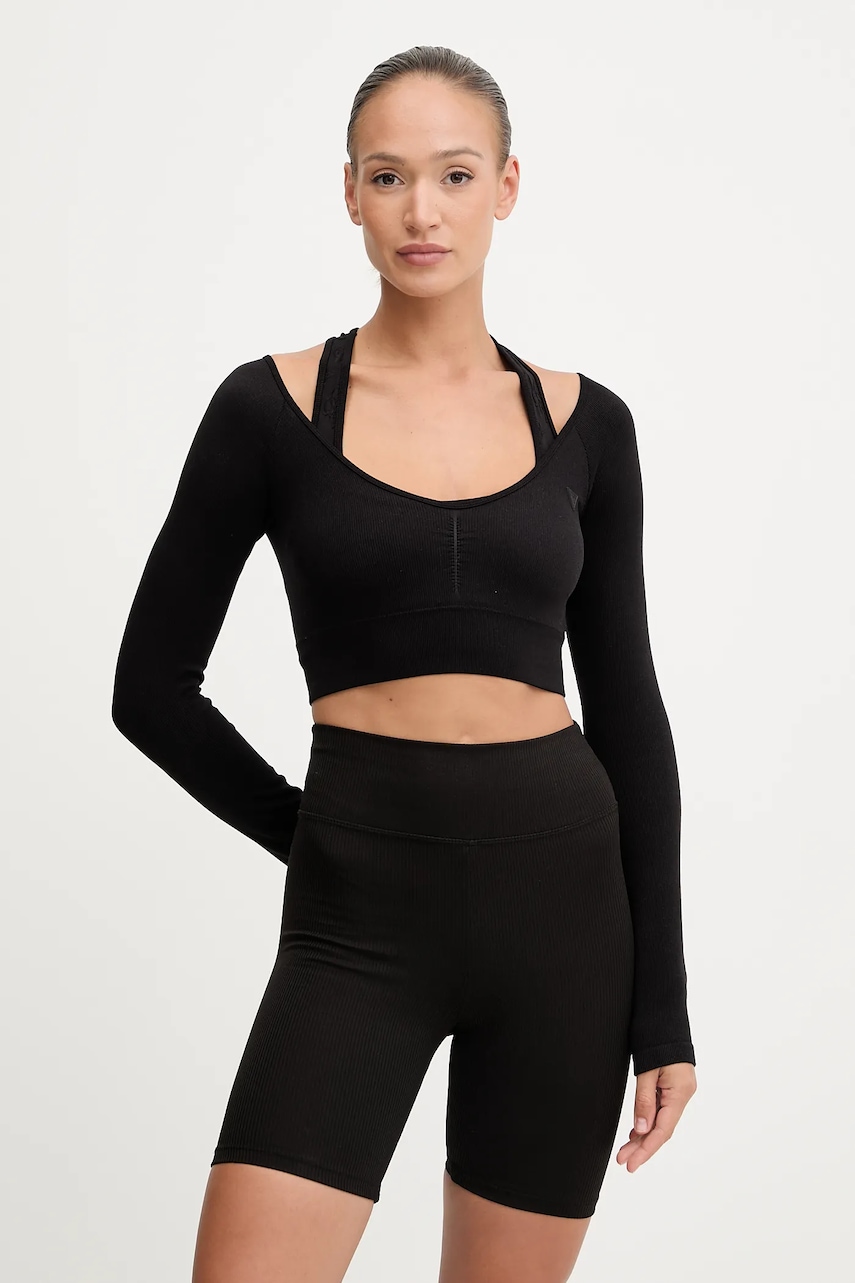 Tričko s dlouhým rukávem Guess PEONY dámské, černá barva, V5YP06 Z3OA0