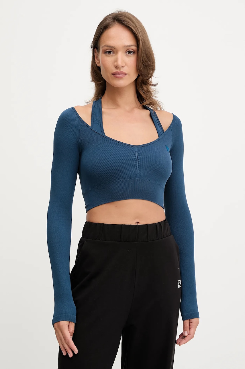 Tričko s dlouhým rukávem Guess PEONY dámské, modrá barva, V5YP06 Z3OA0