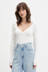 Tričko s dlouhým rukávem Hollister Co. béžová barva, KI339-5001-101