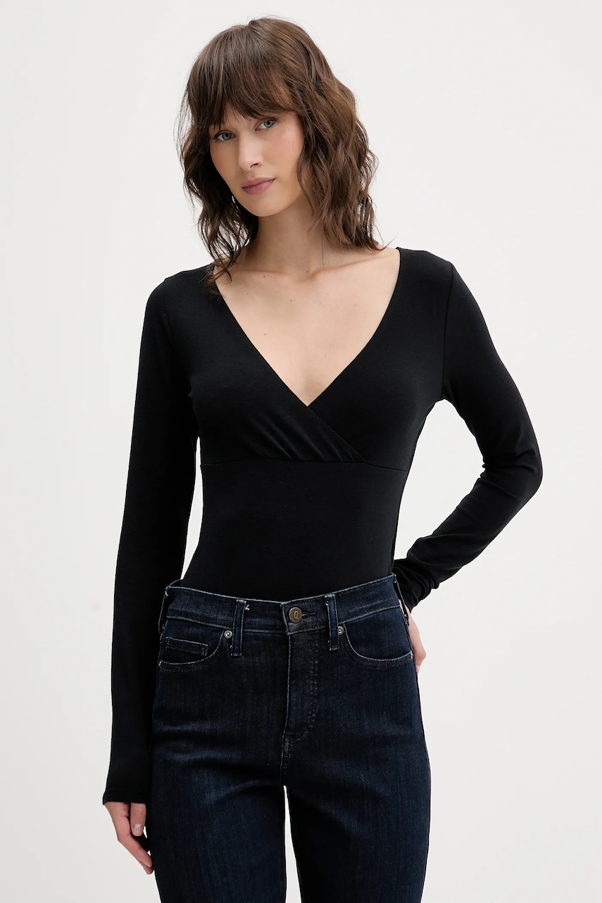 Tričko s dlouhým rukávem Hollister Co. černá barva, KI339-5066-900