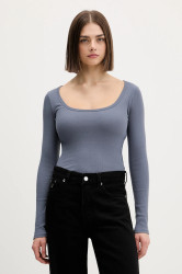 Tričko s dlouhým rukávem Hollister Co. modrá barva, KI339-5067-201