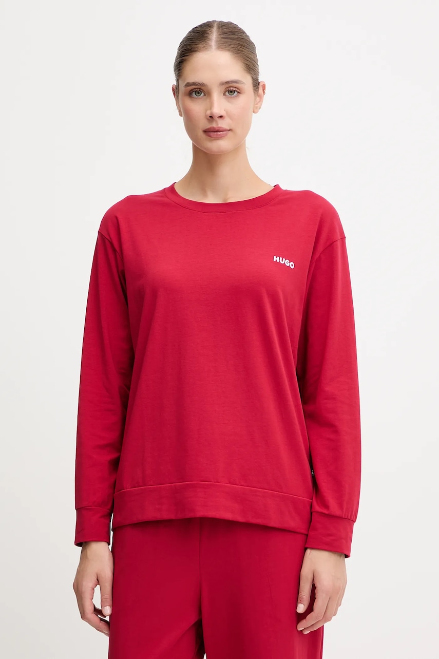 Tričko s dlouhým rukávem HUGO HUGO ID LS-SHIRT červená barva, 50555632