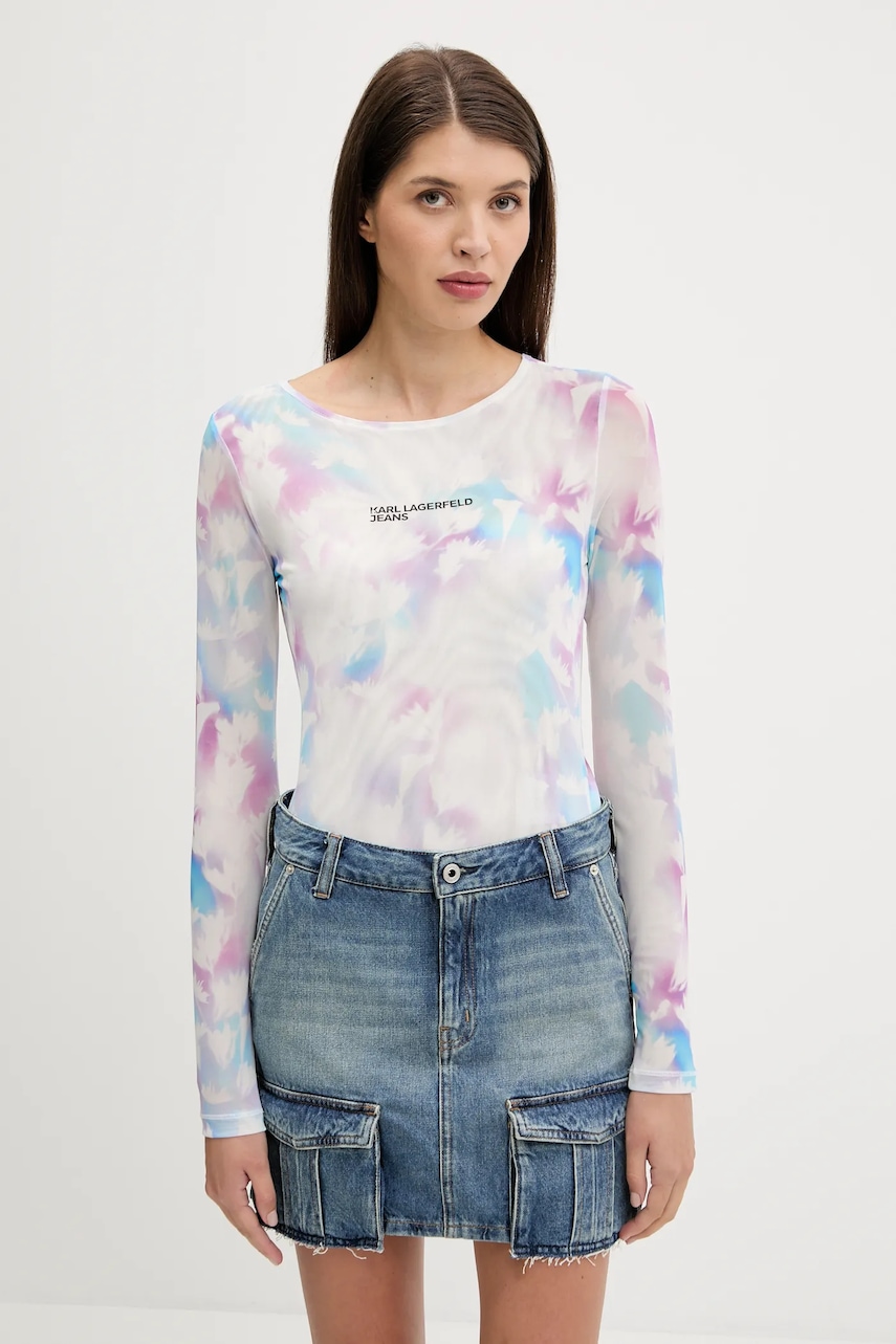 Tričko s dlouhým rukávem Karl Lagerfeld Jeans bílá barva, A3W17049