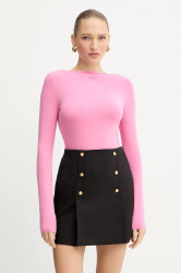 Tričko s dlouhým rukávem Karl Lagerfeld růžová barva, A4W17045