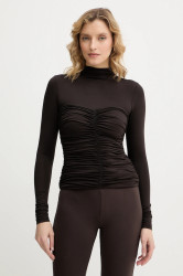 Tričko s dlouhým rukávem La Mania SOLLA dámské, hnědá barva, SOLLA