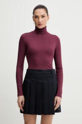 Tričko s dlouhým rukávem Levi's vínová barva, s golfem, A8769