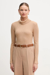 Tričko s dlouhým rukávem Marc Aurel béžová barva, s golfem, 8895-8001-82020