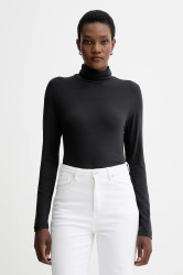 Tričko s dlouhým rukávem Marc O'Polo černá barva, s golfem, 5000007277