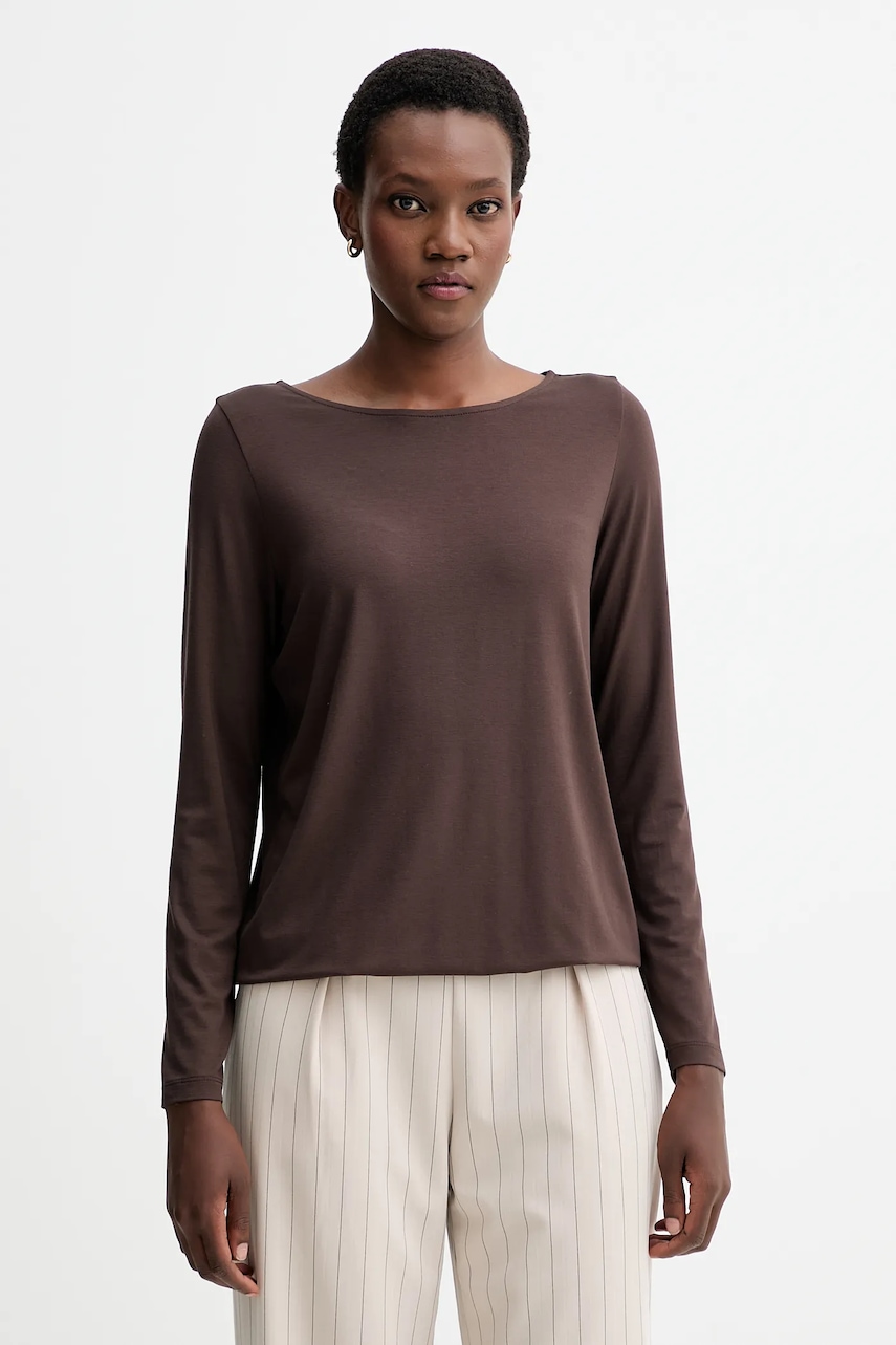 Tričko s dlouhým rukávem Marc O'Polo hnědá barva, 511205252697